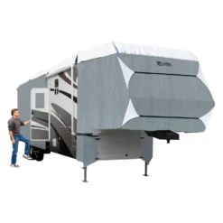 Classic Accessories® 80-347-163101-RT - PolyPro™3 5th Wheel Trailer Cover (Gray With White Roof, Up To 29')