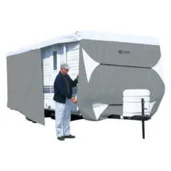 Classic Accessories® 80-357-223101-RT - Over Drive PolyPRO™3 Toy Hauler Trailer Cover (Gray With White Roof, Up To 40')