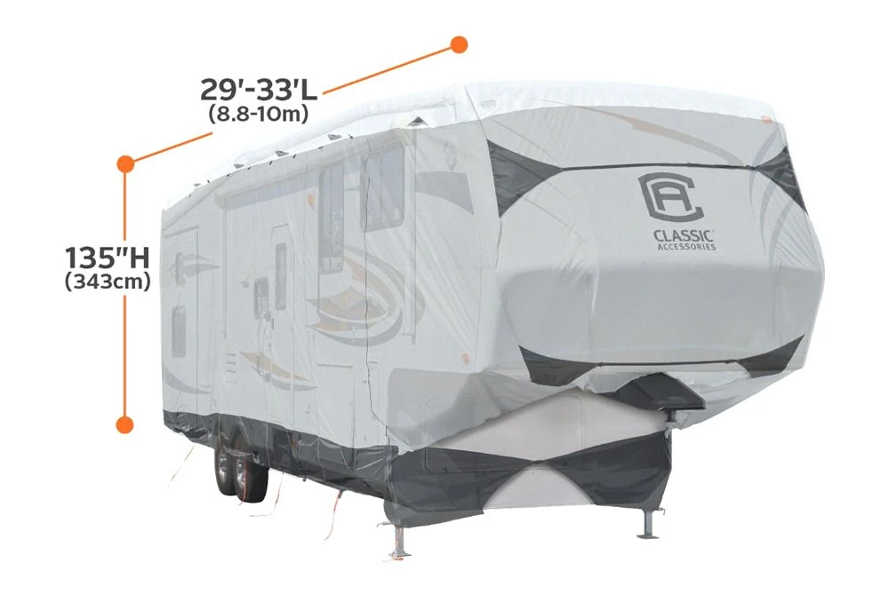 Classic Accessories® 80-364-101701-EX - SkyShield™ 5th Wheel Trailer Cover (Gray With White Roof, Up To 33') 2 Classic Accessories® 80-364-101701-EX - SkyShield™ 5th Wheel Trailer Cover (Gray With White Roof, Up To 33') - Image 2