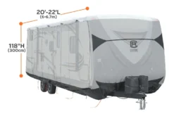 Classic Accessories® 80-384-101501-EX - SkyShield™ Travel Trailer Cover (Gray With White Roof, Up To 22') -Magma Store 80 384 101501 ex 3