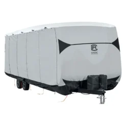 Classic Accessories® 80-388-101901-EX - SkyShield™ Travel Trailer Cover (Gray With White Roof, Up To 33')