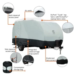Classic Accessories® 80-472-143101-EX - SkyShield™ R-Pod Travel Trailer Cover (Gray With White Roof, Up To 13'7") -Magma Store 80 472 143101 ex 13 1 scaled
