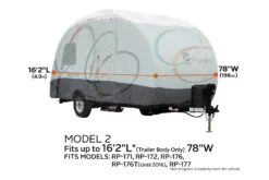 Classic Accessories® 80-473-153101-EX - SkyShield™ R-Pod Travel Trailer Cover (Gray With White Roof, Up To 16'2") -Magma Store 80 473 153101 ex 12 scaled