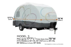 Classic Accessories® 80-474-163101-EX - SkyShield™ R-Pod Travel Trailer Cover With Front Door (Gray With White Roof, Up To 17'7") -Magma Store 80 474 163101 ex 12 scaled