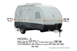 Classic Accessories® 80-475-173101-EX - SkyShield™ R-Pod Travel Trailer Cover With Back Door (Gray With White Roof, Up To 17'7") -Magma Store 80 475 173101 ex 12 scaled
