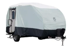 Classic Accessories® 80-475-173101-EX - SkyShield™ R-Pod Travel Trailer Cover With Back Door (Gray With White Roof, Up To 17'7") -Magma Store 80 475 173101 ex 2 scaled
