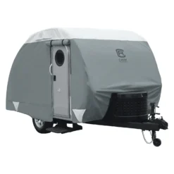 Classic Accessories® - PolyPro™3 Teardrop Travel Trailer Cover (Gray With White Roof, Up To 15')