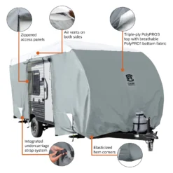 Classic Accessories® 80-484-193101-RT - PolyPro™3 Sloped Travel Trailer Cover (Gray With White Roof, Up To 21') -Magma Store 80 484 193101 rt 7 scaled