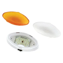 Green Long Life® - Oval Clear/Amber Lens White Case LED Porch/Utility Light With Switch