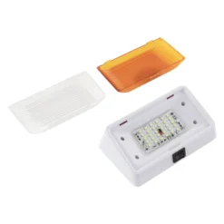 Green Long Life® - Rectangular Clear/Amber Lens White Case LED Porch/Utility Light With Switch