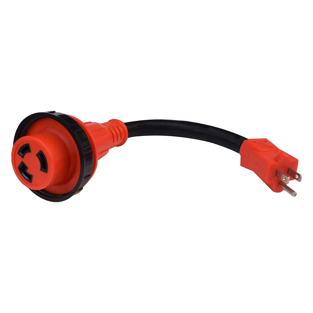 Valterra® - Mighty Cord™ 12" Dogbone Power Adapter With Handle Grip (15A Straight Male X 30A Locking Female) 1 Valterra® - Mighty Cord™ 12" Dogbone Power Adapter With Handle Grip (15A Straight Male X 30A Locking Female)