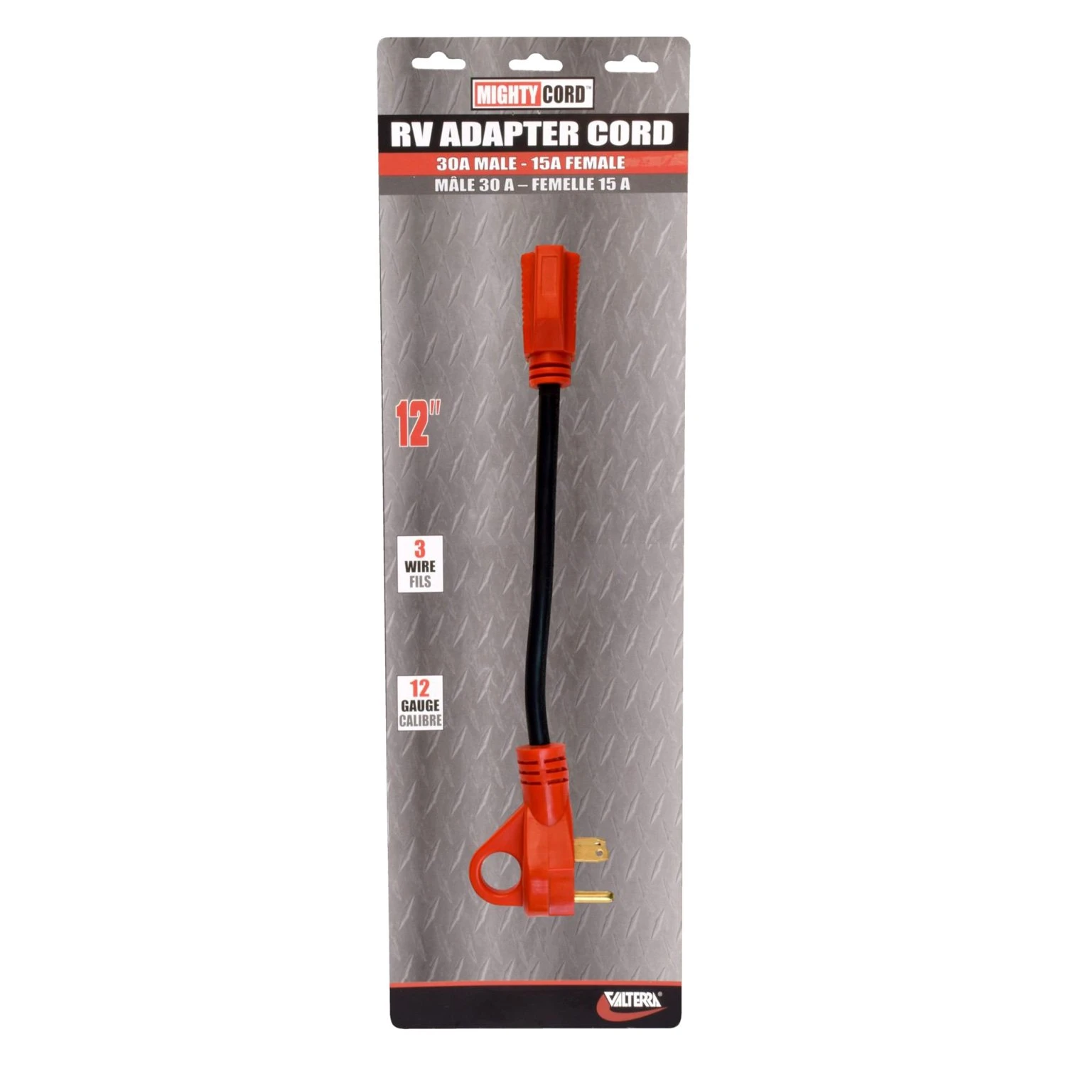 Valterra® - Mighty Cord™ 12" Dogbone Power Adapter With Handle Grip (30A Male X 15A Female) 2 Valterra® - Mighty Cord™ 12" Dogbone Power Adapter With Handle Grip (30A Male X 15A Female) - Image 2