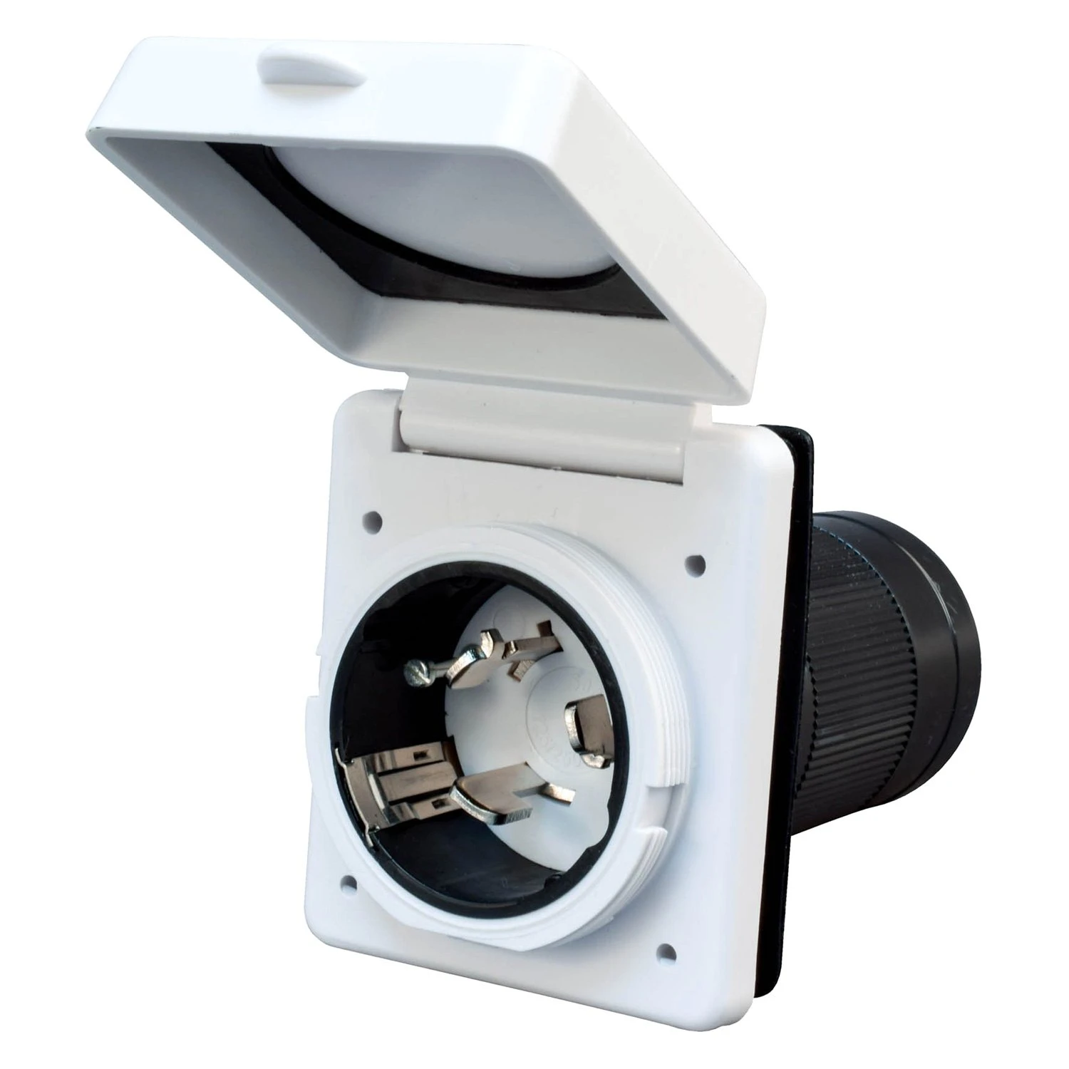 Valterra® - Mighty Cord Series 50A Locking Square Outdoor Power Inlet 2 Valterra® - Mighty Cord Series 50A Locking Square Outdoor Power Inlet - Image 2