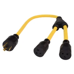 Valterra® A10-G3020Y - Mighty Cord™ 36" Splitted Dogbone Power Adapter With Standard Grip (30A Locking Male X 15A Female X 20A Straight Female)