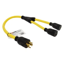 Valterra® A10-G30420Y - Mighty Cord™ 36" Splitted Dogbone Power Adapter With Standard Grip (30A Locking Male X 15A Female X 20A Straight Female)