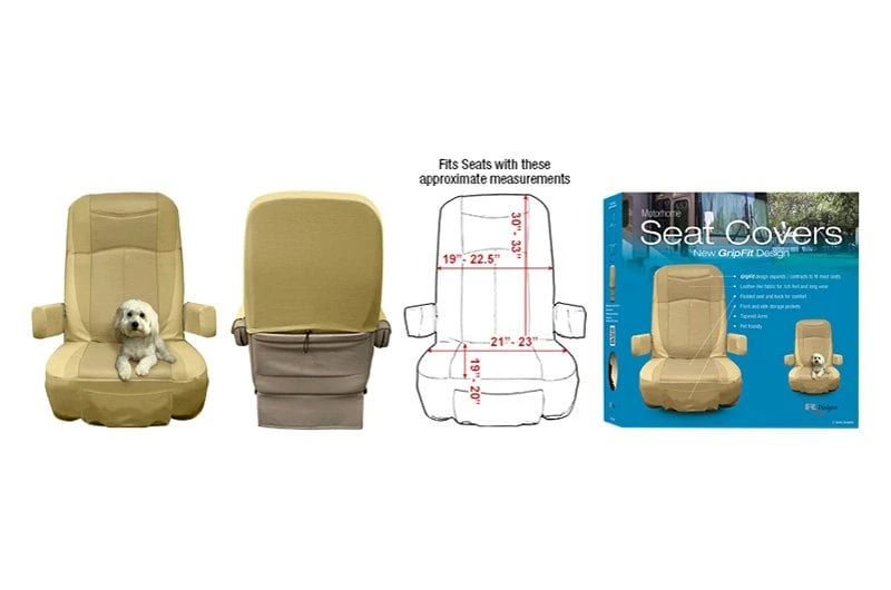 RV Designer® - GripFit Tan RV Captain Seat Cover 2 RV Designer® - GripFit Tan RV Captain Seat Cover - Image 2