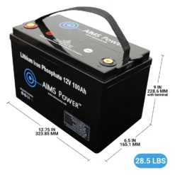 AIMS Power® - 12V 100Ah LiFePO4 Lithium Iron Phosphate Battery With Bluetooth Monitoring -Magma Store lfp12v100b 5