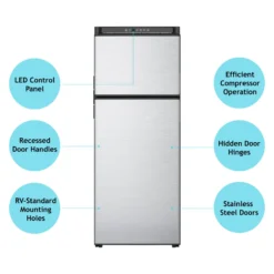 Norcold® N10DCBKL - Polar™ 10 Cu Ft Matte Black Left Hand AC/DC Built-In Double Door RV Refrigerator & Freezer -Magma Store n10dcbkl 4 1 scaled