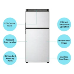 Norcold® N8DCBKL - Polar™ 8 Cu Ft Matte Black Left Hand AC/DC Built-In Double Door RV Refrigerator & Freezer -Magma Store n8dcbkl 3 1