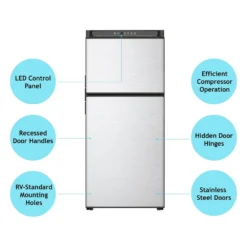 Norcold® N8DCBKR - Polar™ 8 Cu Ft Matte Black Right Hand AC/DC Built-In Double Door RV Refrigerator & Freezer -Magma Store n8dcbkr 3