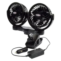 RoadPro® - 12V DC Adjustable Speed Dual Fan With Mounting Clip