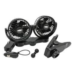 RoadPro® - 12V DC Adjustable Speed Dual Fan With Mounting Clip -Magma Store rpsc8572 3