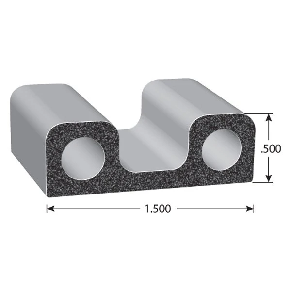 Fairchild® - 50' Black EPDM Sponge Rubber Double Bulb Seal With PSA Tape 3 Fairchild® - 50' Black EPDM Sponge Rubber Double Bulb Seal With PSA Tape - Image 3