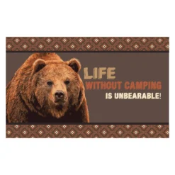 Kittrich® STRB-14732-12 - "Life Without Camping Is Unbearable #1" 18" X 30" Rubber Door Mat