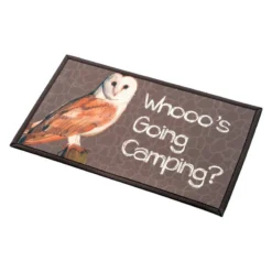 Kittrich® STRB-14854-20 - "Whooos Going Camping" 18" X 30" Rubber Door Mat