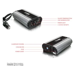 Thor® - PW Series 300W 12 DC 120 AC Pure Sine Wave Power Inverter -Magma Store thpw300 ppi 5