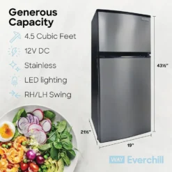 Way Interglobal® WD-127FDC/LHH - Everchill™ 4.5 Cu Ft 2 Doors Left Hand RV Refrigerator -Magma Store wd 127fdc lhh 9 1